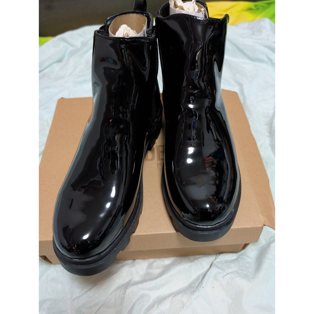 NEW Steve Madde Big Girls  Handout Chelsea Faux  Leather Boots - SIZE 5   BLACK